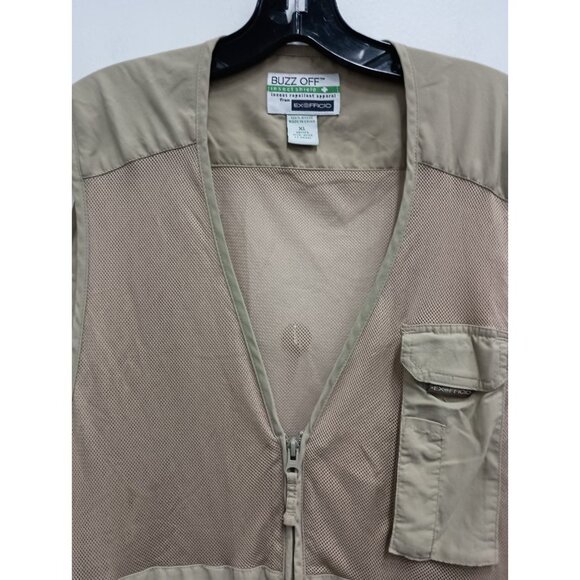ExOfficio Mens Fishing Utility Cargo Vest XL Khaki Buzz Off Insect Repellent - Picture 3 of 9